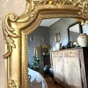 19th-century gilded antique pediment mirror
