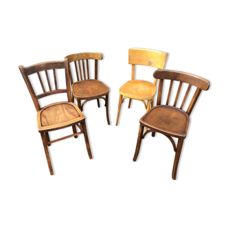 Set de 4 chaises bistrot dépareillé
