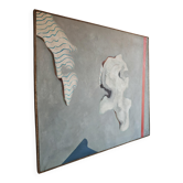 Peinture à l'huile abstraite moderniste de Zvonko Musulin 1974