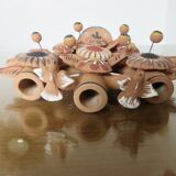 Chandelier, Mexican candlestick "tree of life" terracotta, 1970