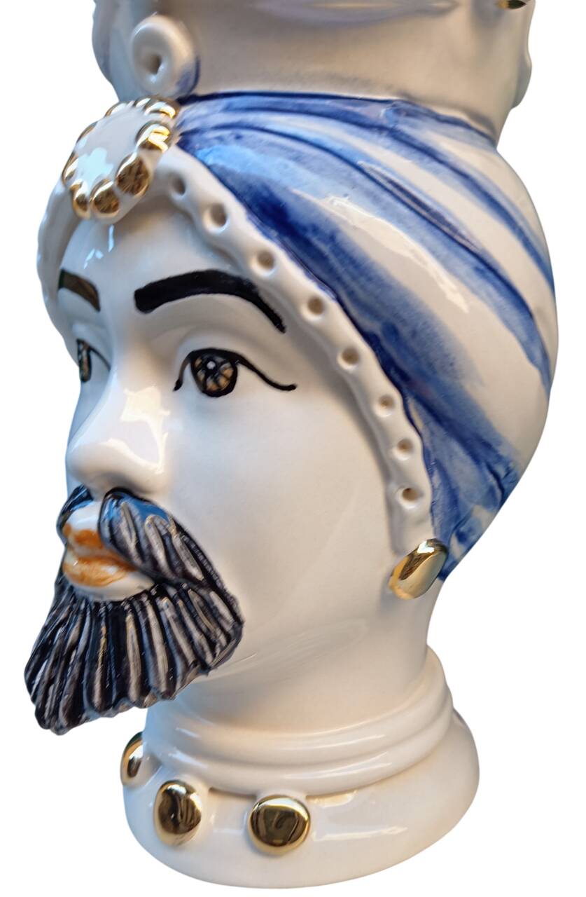 Coppia di Teste di moro siciliane in ceramica