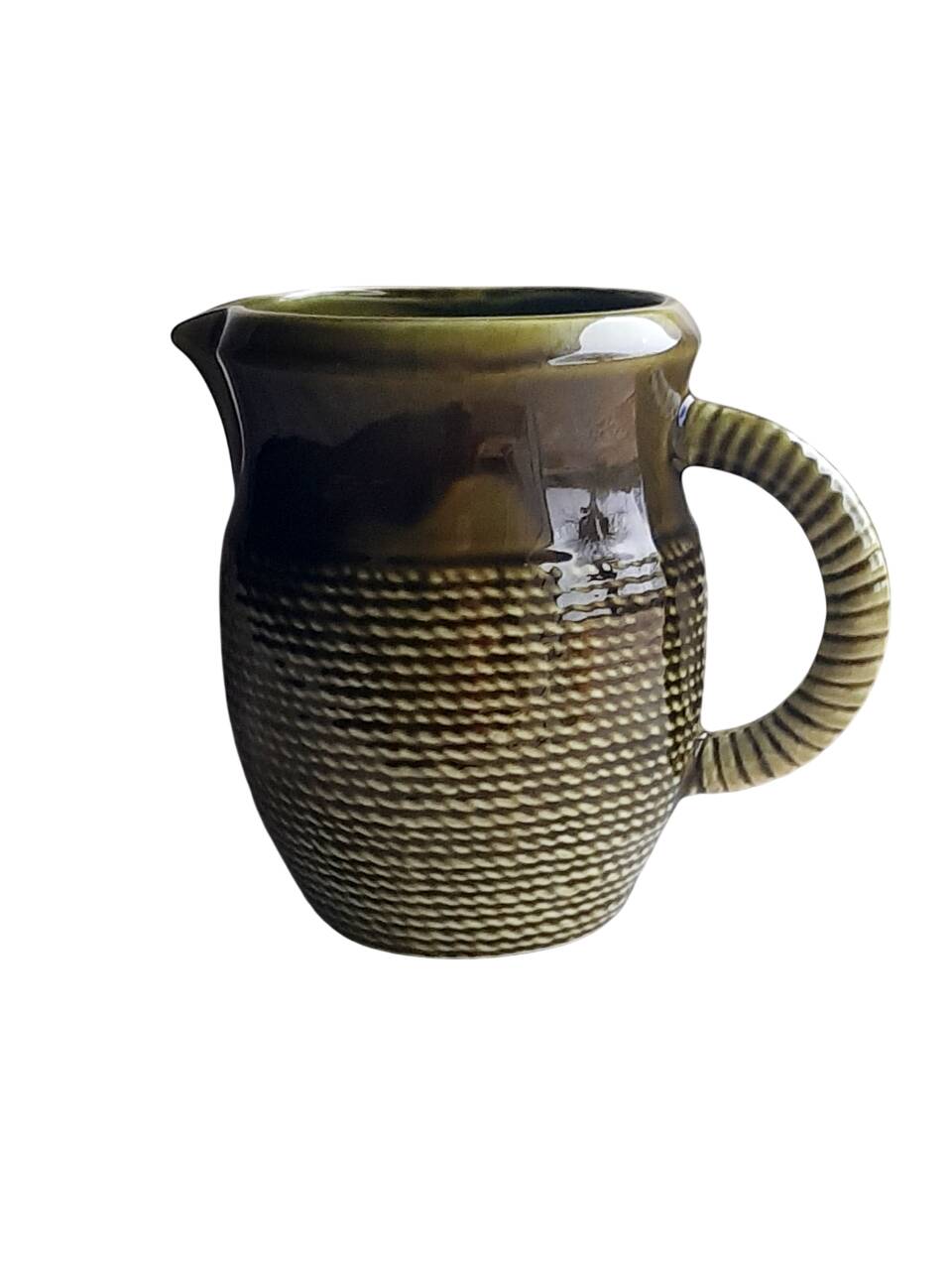 Kaki ceramic jug from Sarreguemines