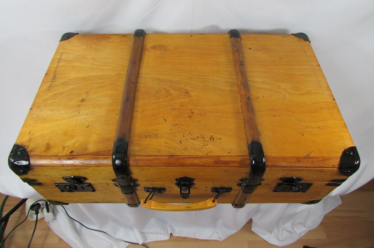 Suitcase, old wooden trunk