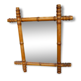 Miroir en bois imitation bambou vintage