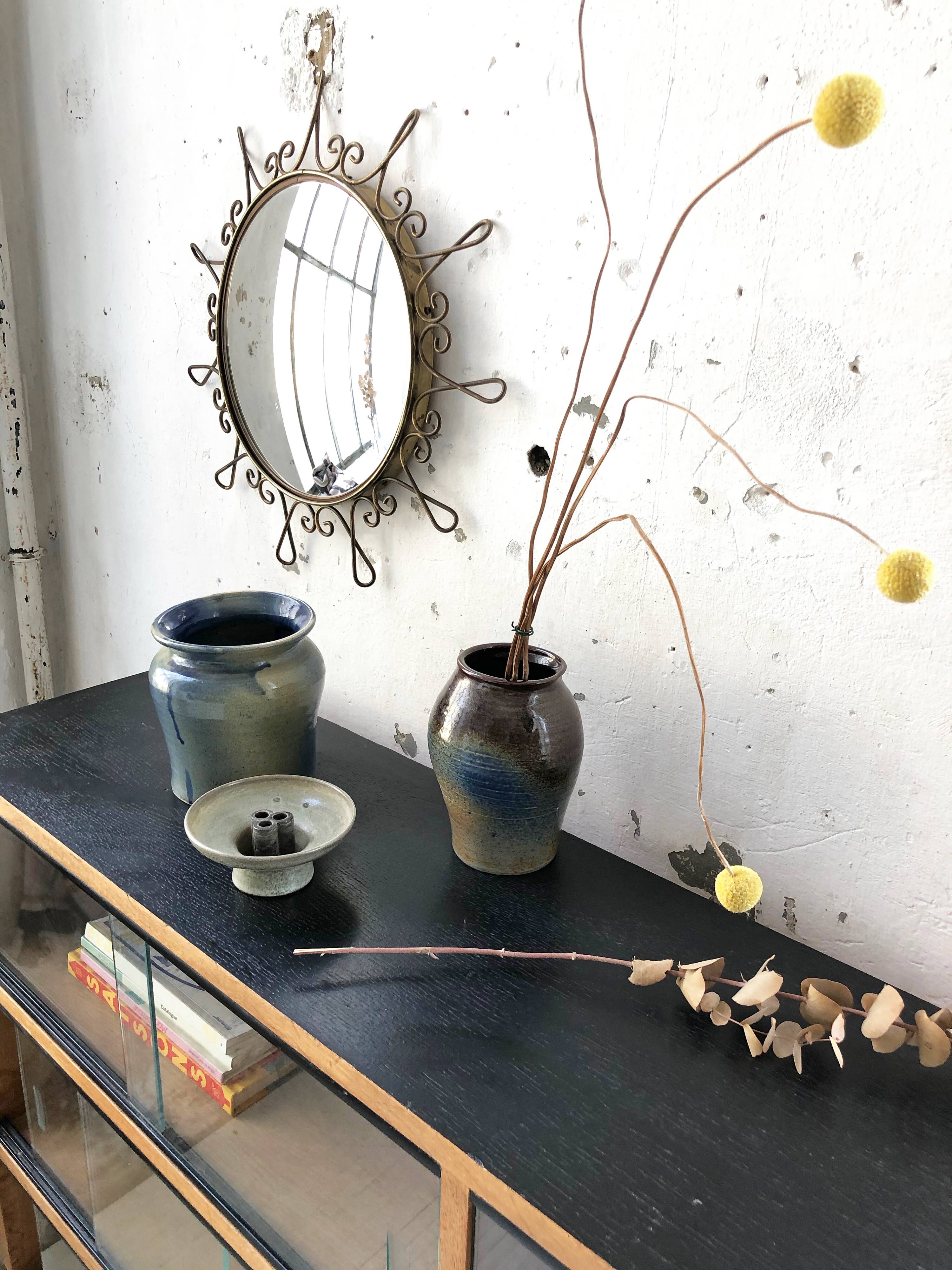 Blue-brown ceramic vase