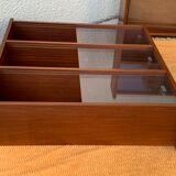 glass wall bookcase in vintage teak 1950