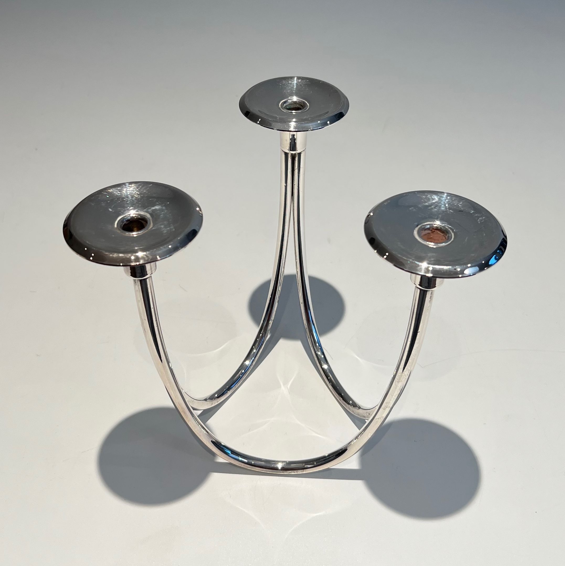 Silver-plated metal candle holder