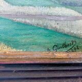 Impressionist painting HST Landscape with vines A. Guilbert 1892 éc. Chatou