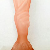 Torch vase and hand vintage frosted-looking glass