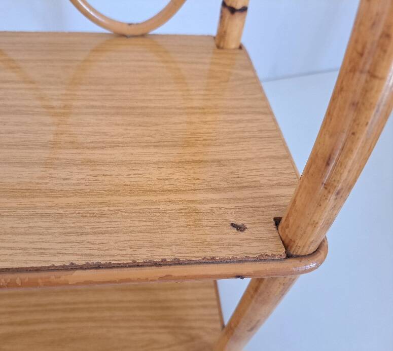 Set of bamboo wall shelves