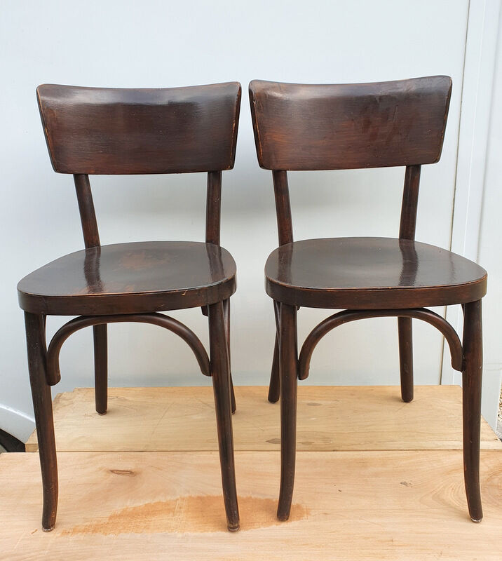 2 mahogany varnished bistro chairs