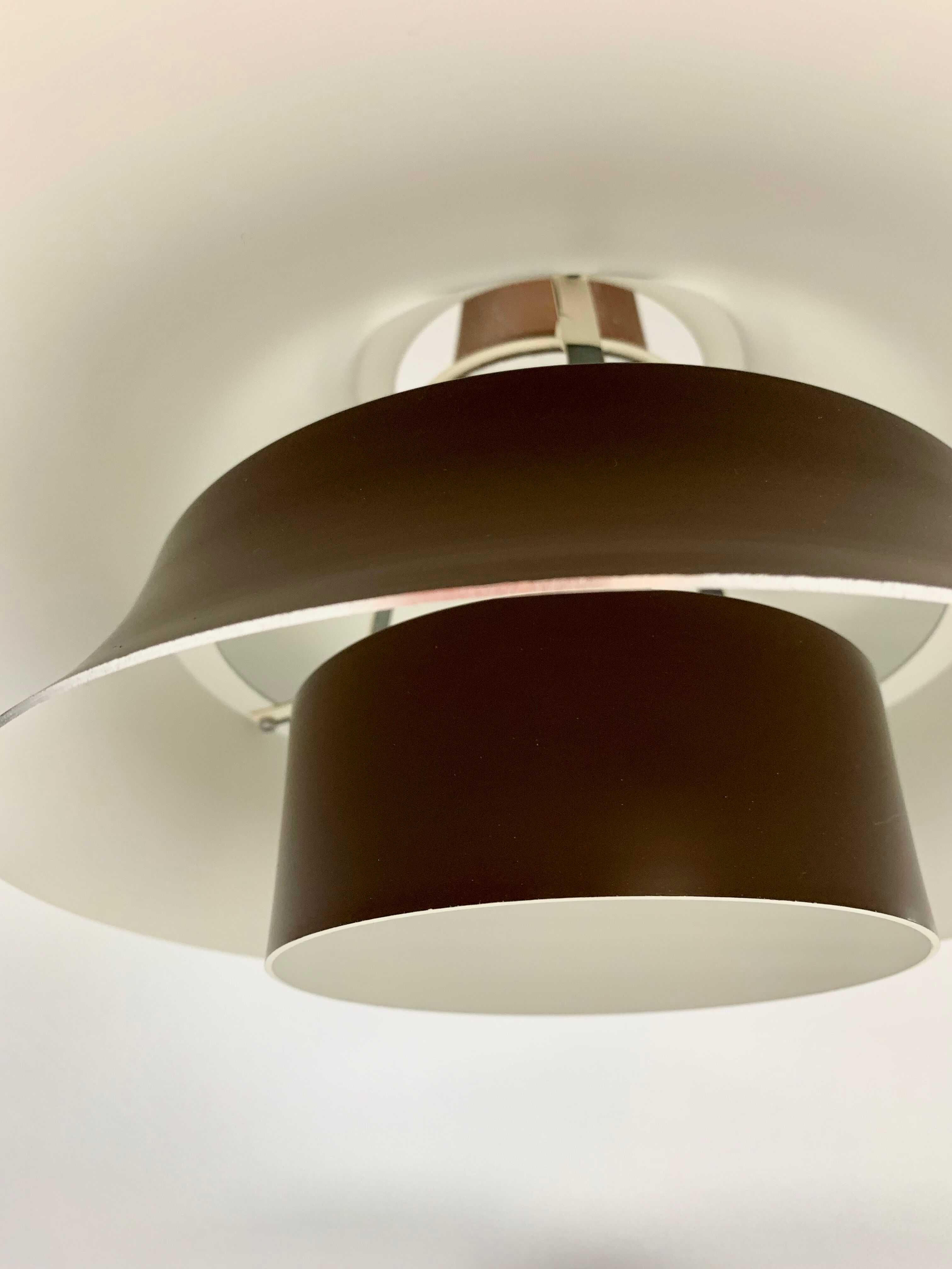 Suspension in chocolate lacquered aluminium produced in Denmark, Scandinavian design 1970-1980
