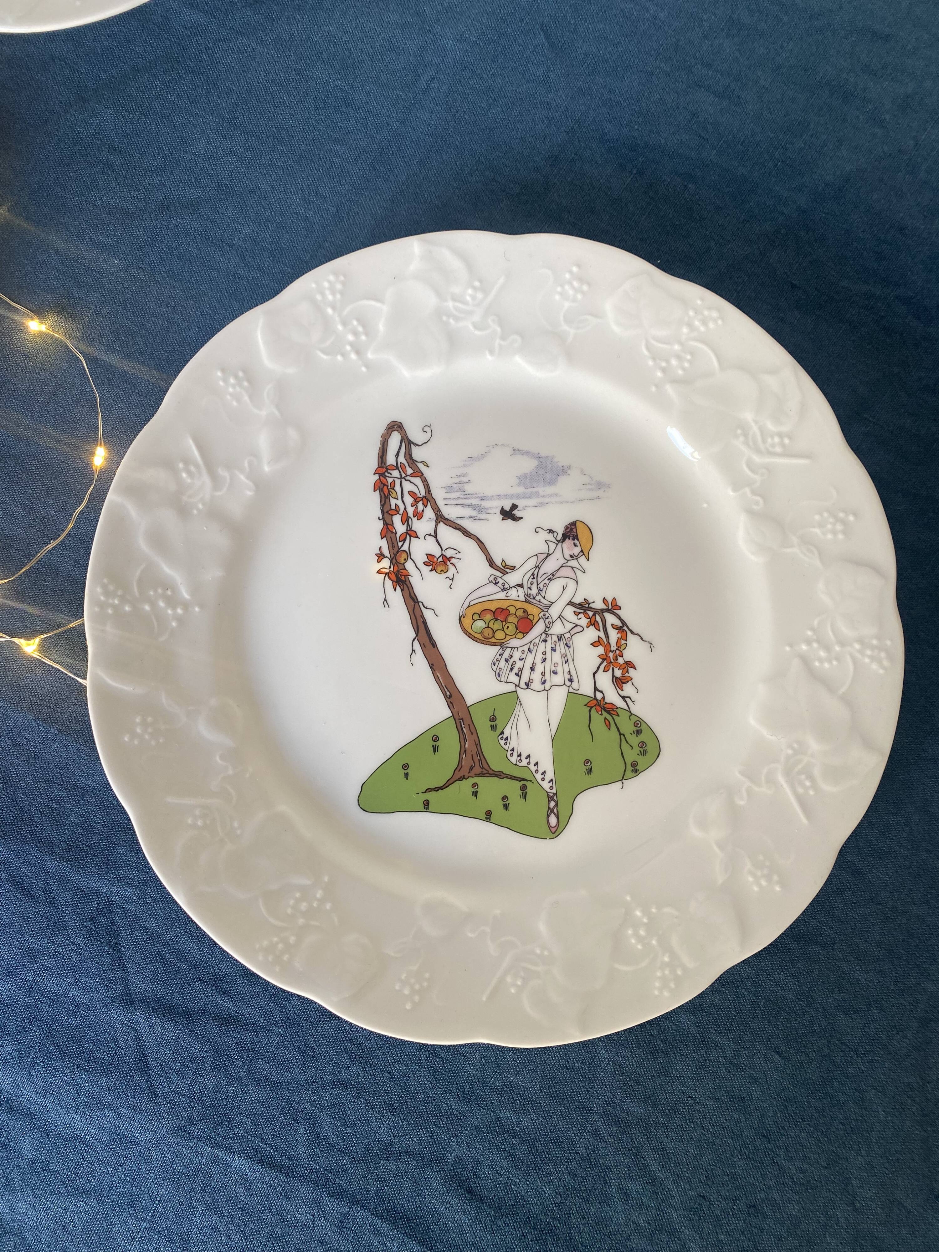 5 dessert plates art deco style