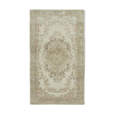 Turkish hand-knotted decorative 1970s beige carpet 170 cm x 295 cm