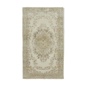 Turkish hand-knotted decorative 1970s beige carpet 170 cm x 295 cm
