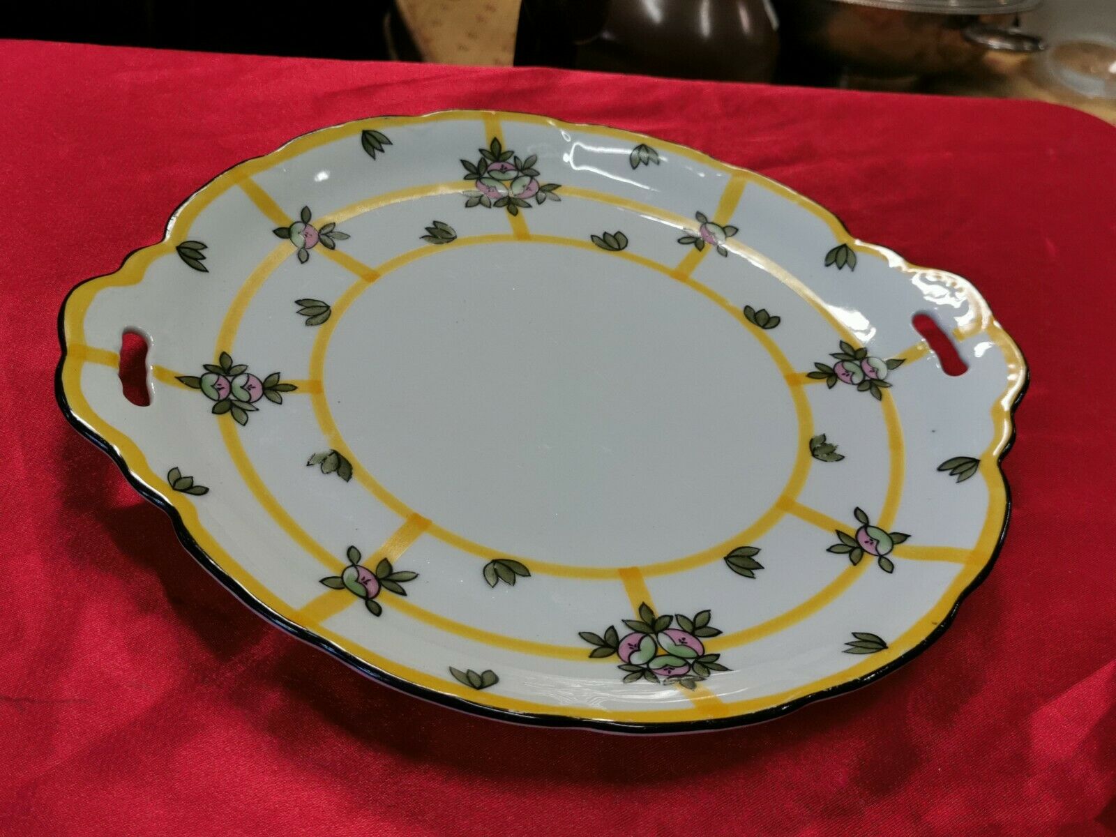 Limoges porcelain cake service. T. L. B.