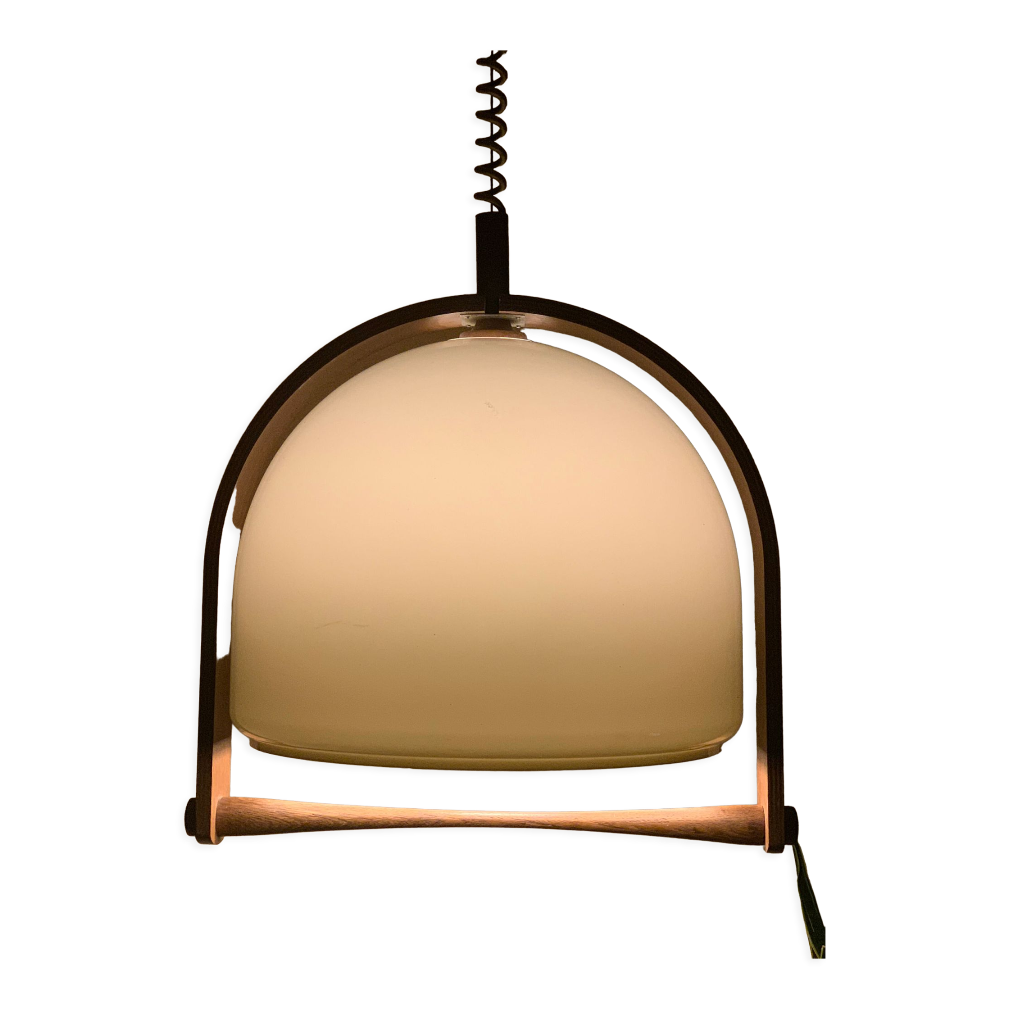 Temde Leuchten pendant lamp lucid and vintage teak
