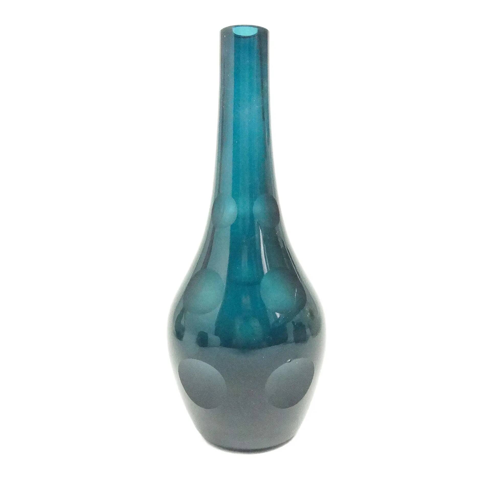 Postmodern vase, teal glass, WMF, Germany, 1960s