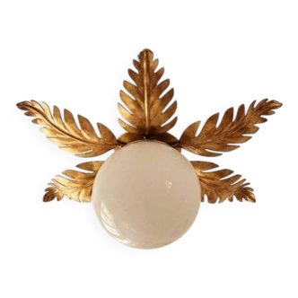 Ceiling light, pendant, chandelier, vintage golden sun lamp.