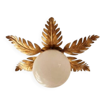 Ceiling light, pendant, chandelier, vintage golden sun lamp.