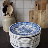 Set de 15 assiettes plates à motifs anglais Lunéville