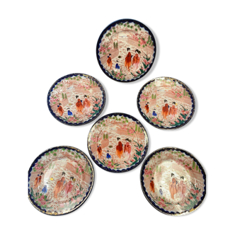 Lot de 6 Assiettes - idéogramme, diamètre 18,7 cm