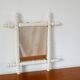 White bamboo effect wooden barber mirror 46 x 31 cm