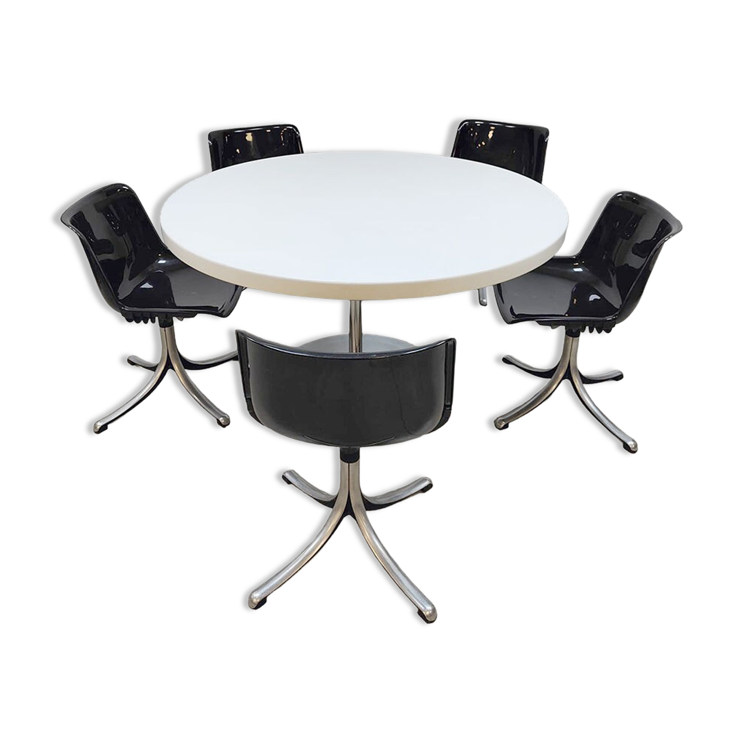 Midcentury dining office set Tecno 'Modus' chairs