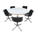 Midcentury dining office set Tecno 'Modus' chairs