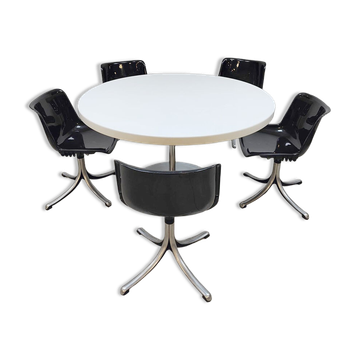 Ensemble de bureau de salle à manger du milieu du siècle Chaises Tecno 'Modus'