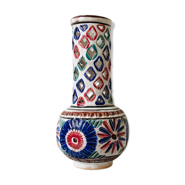 Enamelled terracotta vase