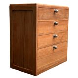 Vintage chest of drawers in solid raw wood from 1950