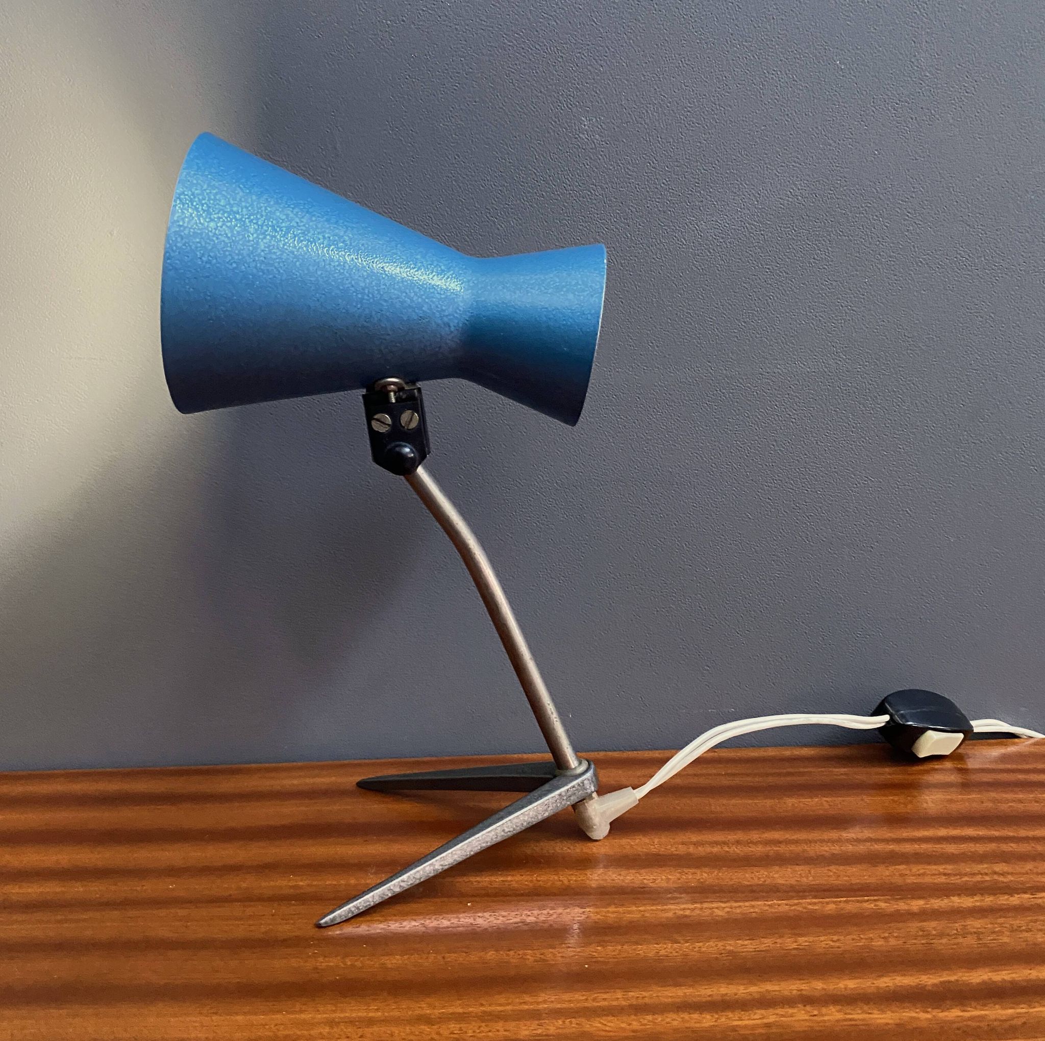 Blue metal desk lamp 1960s