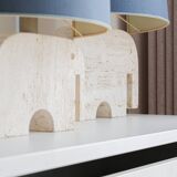 Paire de lampes de table en travertin en forme d'éléphant, signées Fratelli Mannelli, années 1970, Italie