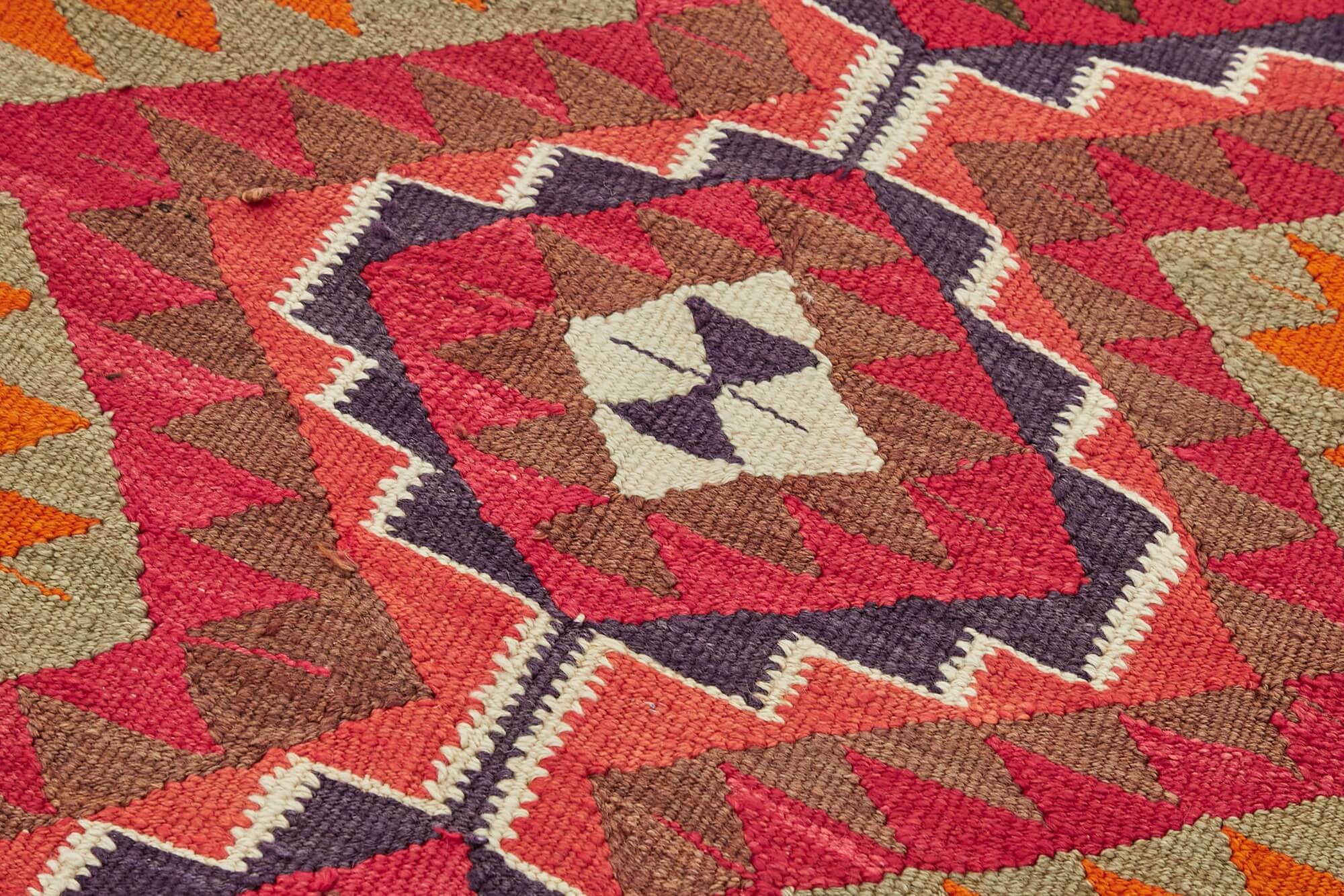 Turkish Handwoven Vintage Herki Kilim 105 cm x 340 cm