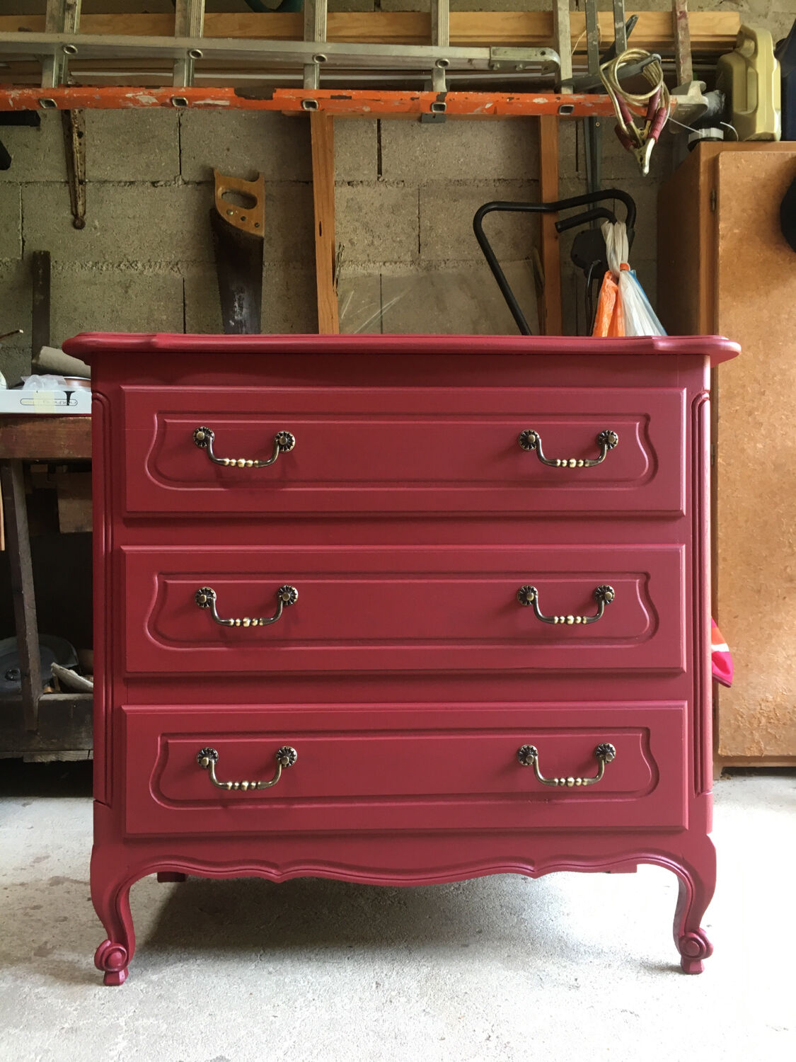 Vintage chest of drawers red bordeaux
