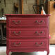 Vintage chest of drawers red bordeaux