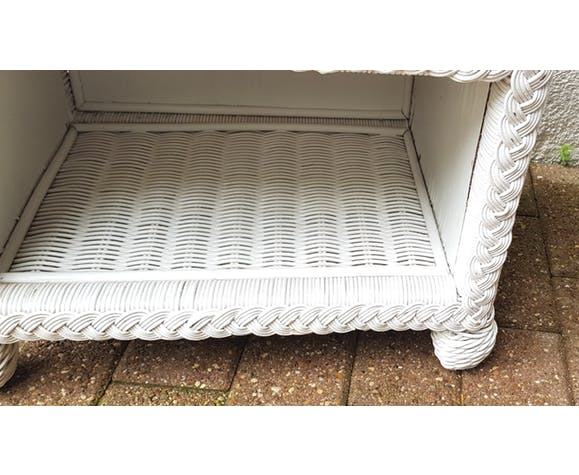 White rattan bedside