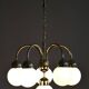 Mid-Century Chandelier in Brass and Opaline Glass, Czech, 1950s