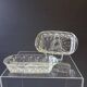 2 transparent glass ramekins with handles in very good condition.