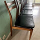 Set of six vintage scandinavian chairs. black faux leather seat, eros edition from around 1960.