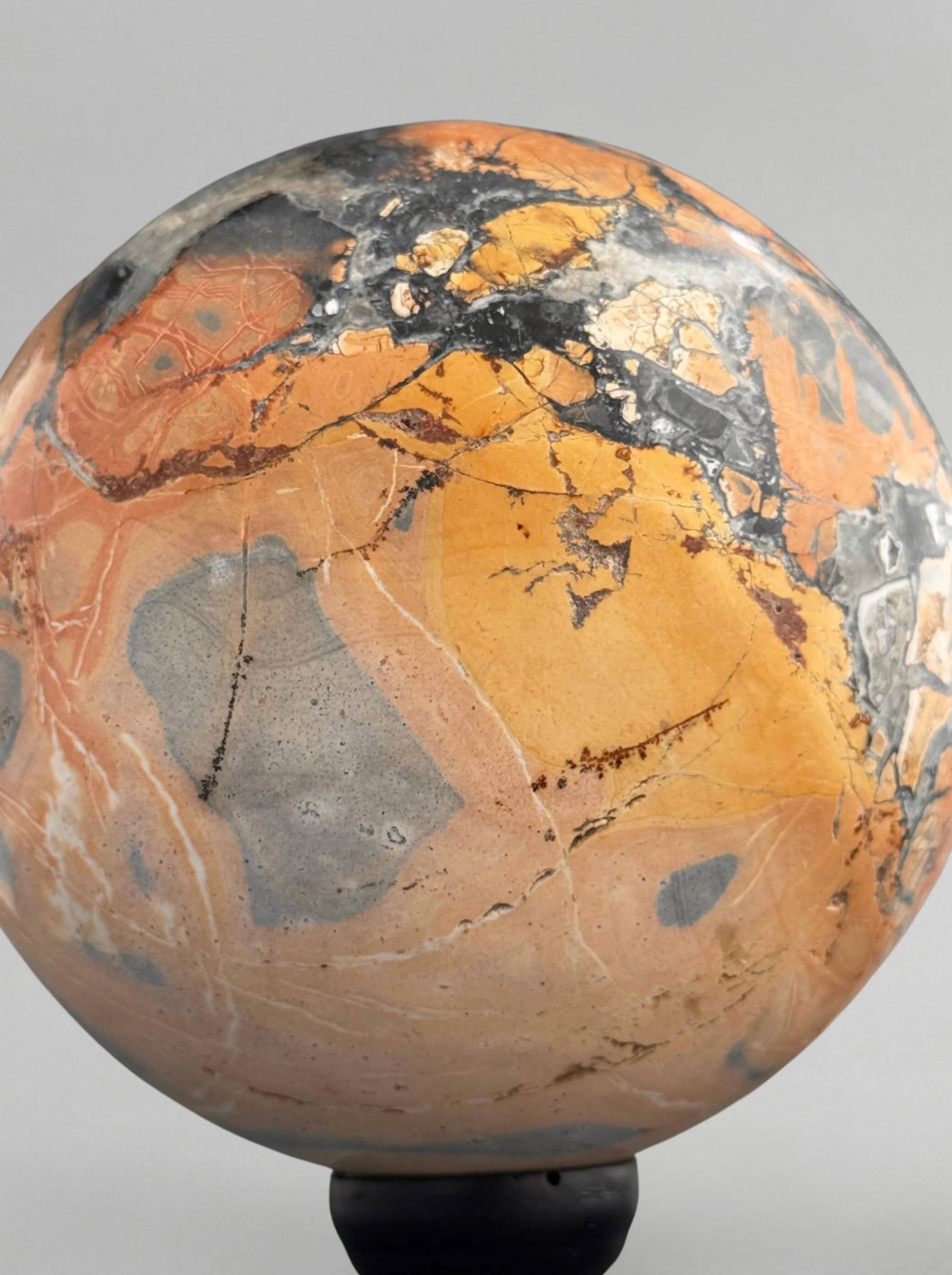Stunning red Maligano jasper spheres on bases — Decorative mineral duo