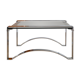 Rectangular coffee table in chrome and smoked glass, arched legs, Space Age, Design, 1970