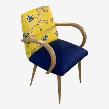 Bridge armchair fabric Charles Burger yellow and blue