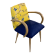 Fauteuil bridge tissu Charles Burger jaune et bleu
