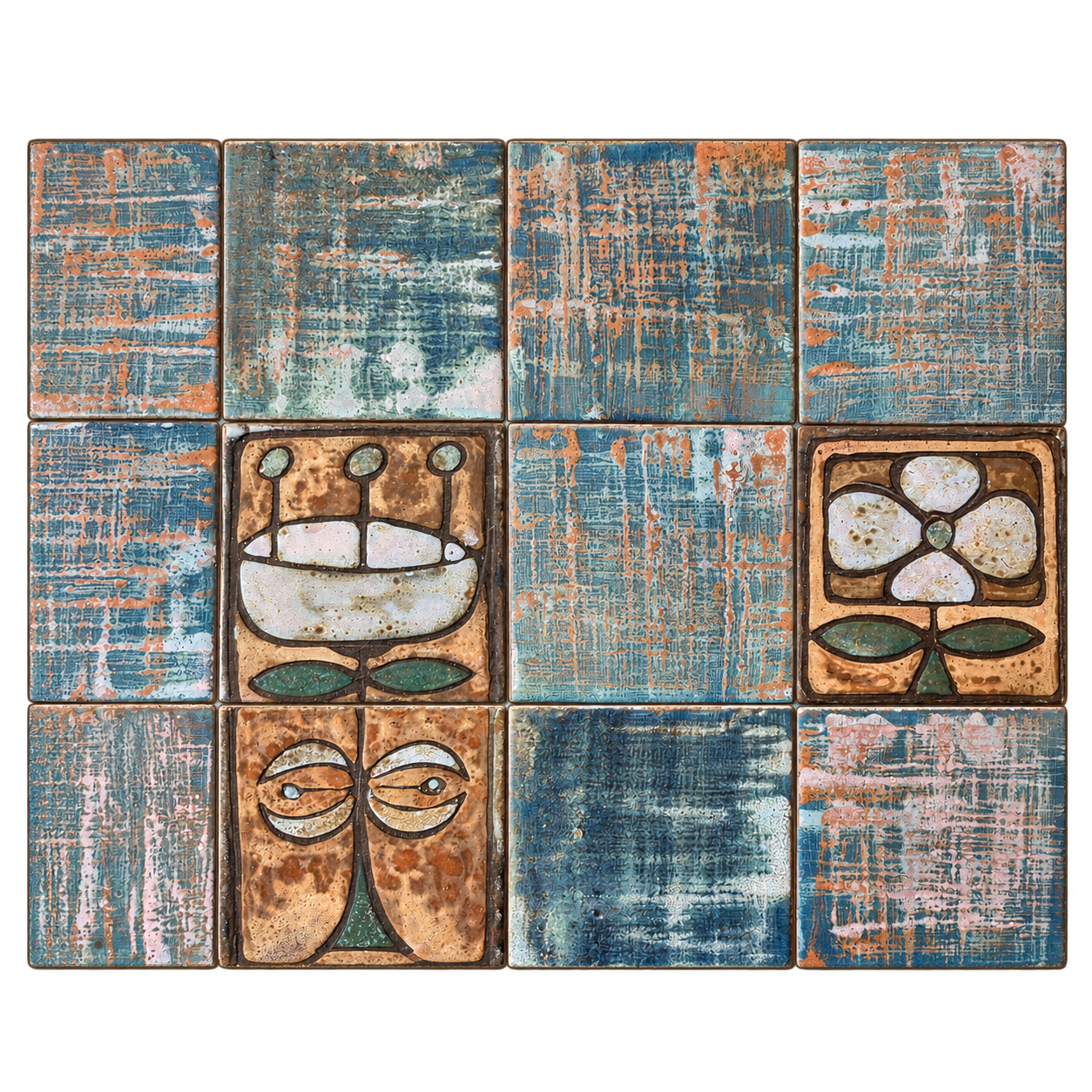 French coffee table in ceramic and steel, circa 1960.
