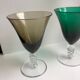 Set of 4 colored wine glasses feet worked 50s