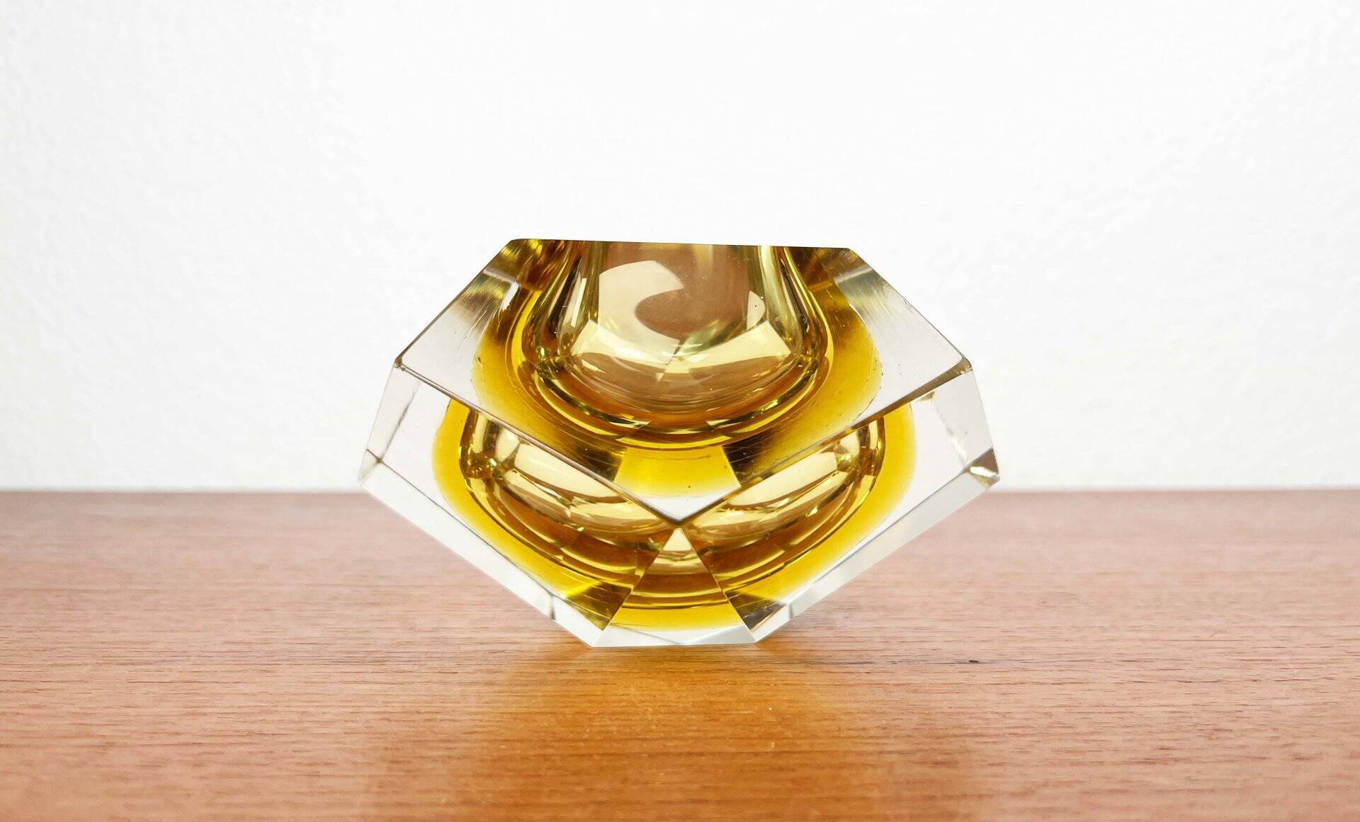 Vintage Italian Sommerso yellow glass bowl, Murano, 1970s.