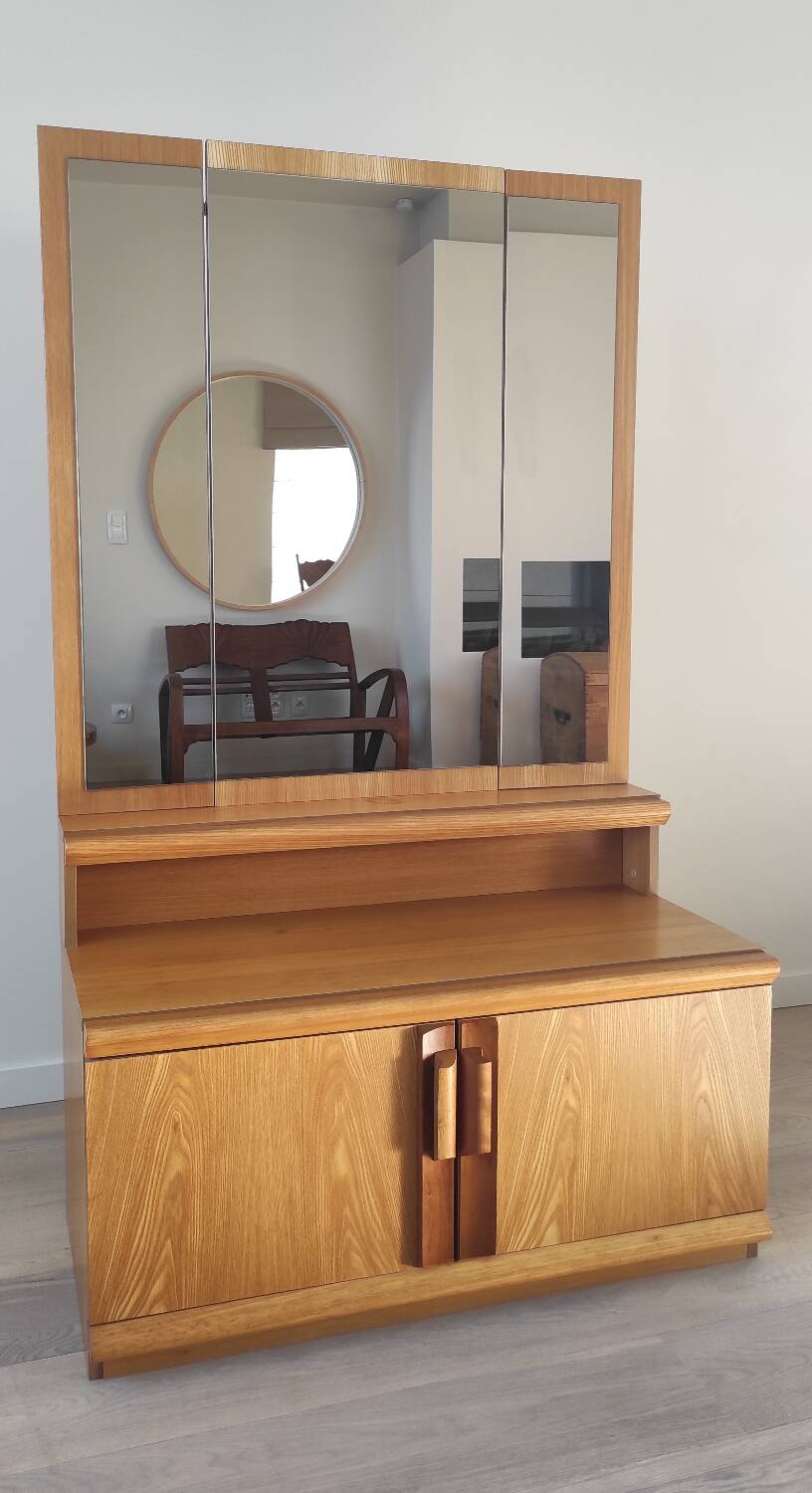 Vintage chest of drawers with triptych mirror, 60's