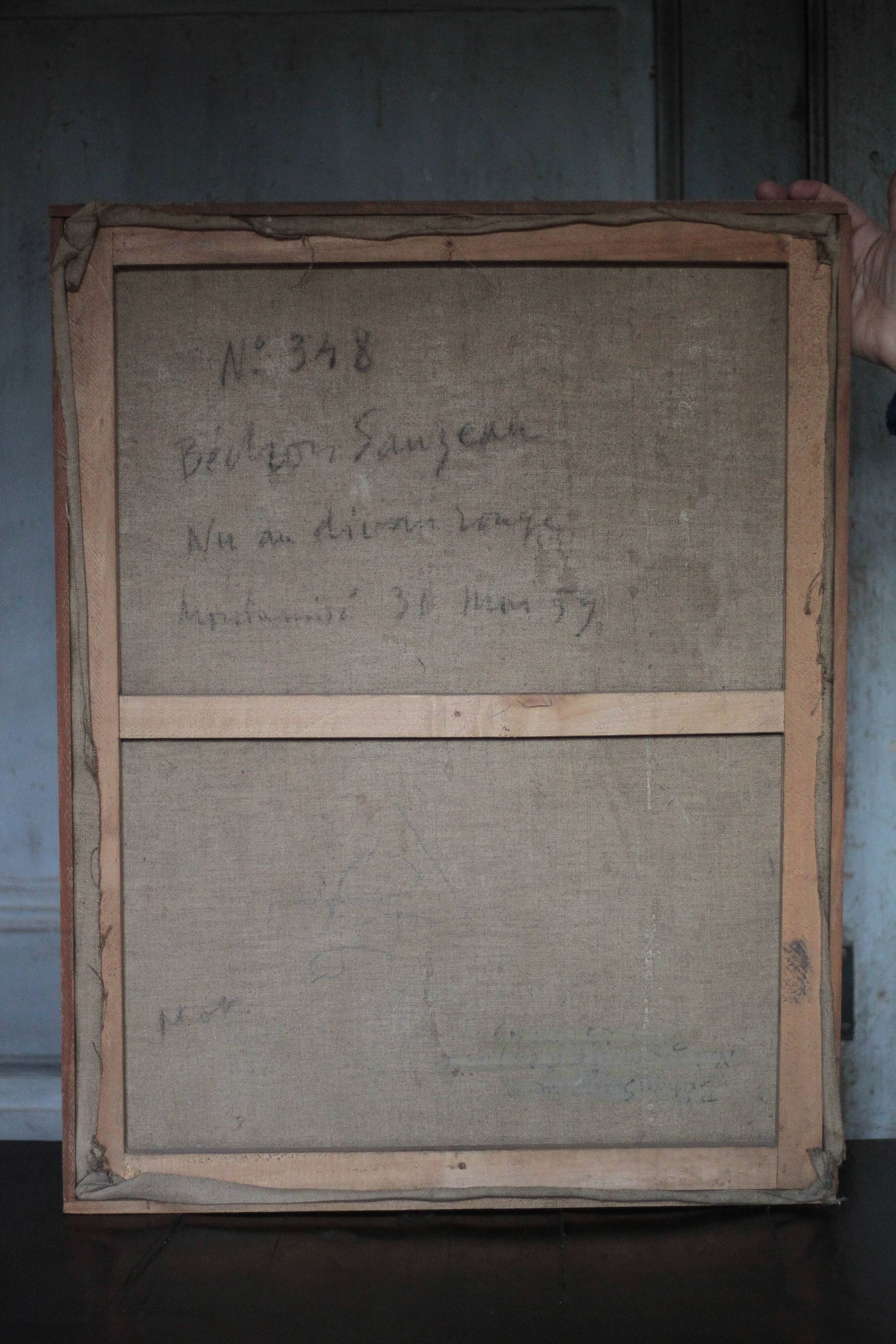 Painting signed Béchon-Sauzeau, painting of a nude woman, oil on canvas